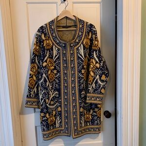 Navy and Gold Floral Women's Cardigan